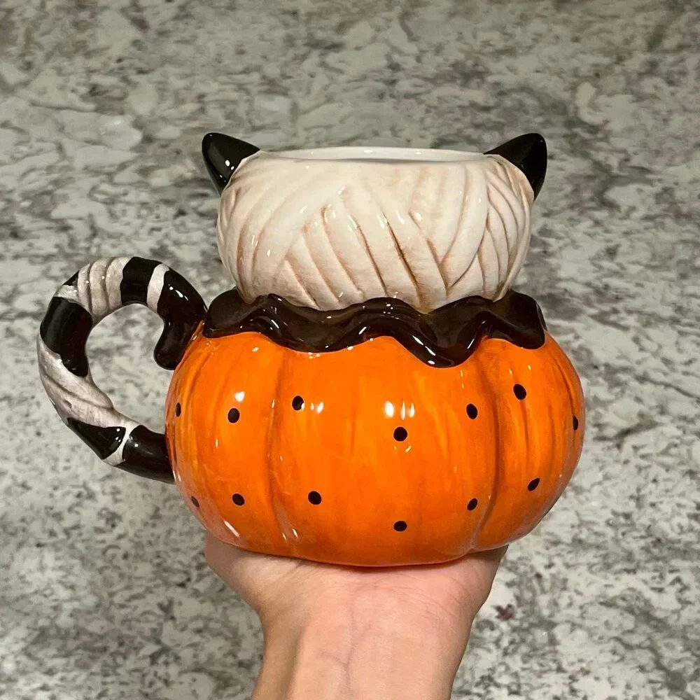 Johanna Parker Halloween Ceramic Cat Mummy Mugs Bundle (2)